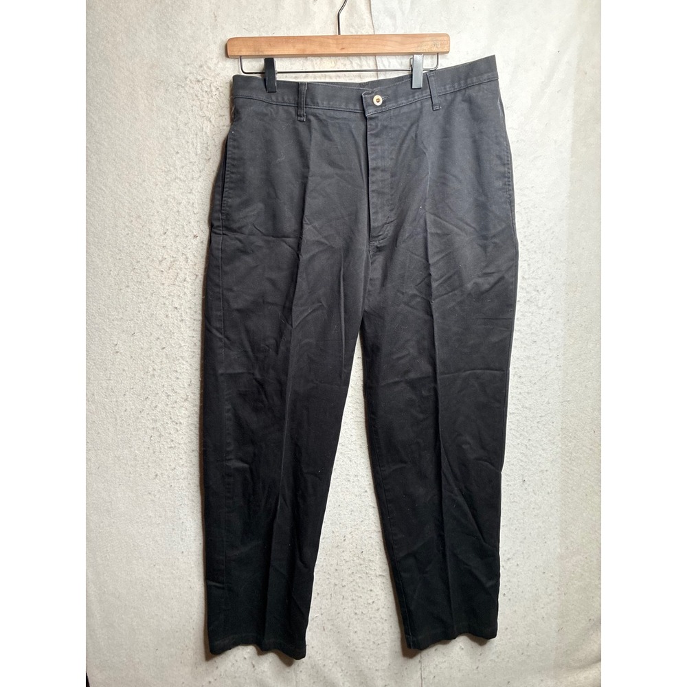 Wrangler Khakis Authentic Mens Black Straight Leg Chino Pants 36x32 87FX9BK